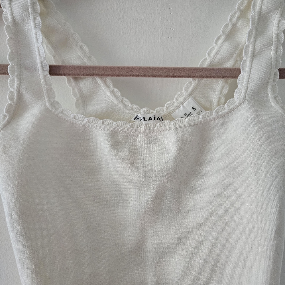 Alaïa Scalloped Knit Creme Bodysuit Size Small